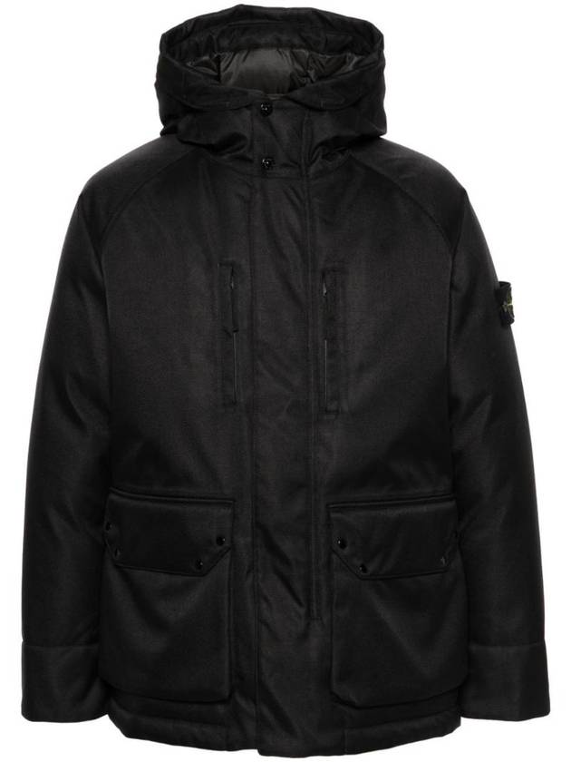 44736 Diagonal Wind Resistant Nylon Down Parka Black - STONE ISLAND - BALAAN 1