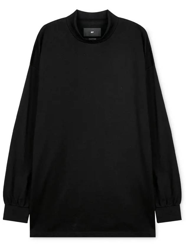 Logo Patch Mock Neck Loose Fit Long Sleeve T-Shirt Black - Y-3 - BALAAN 2