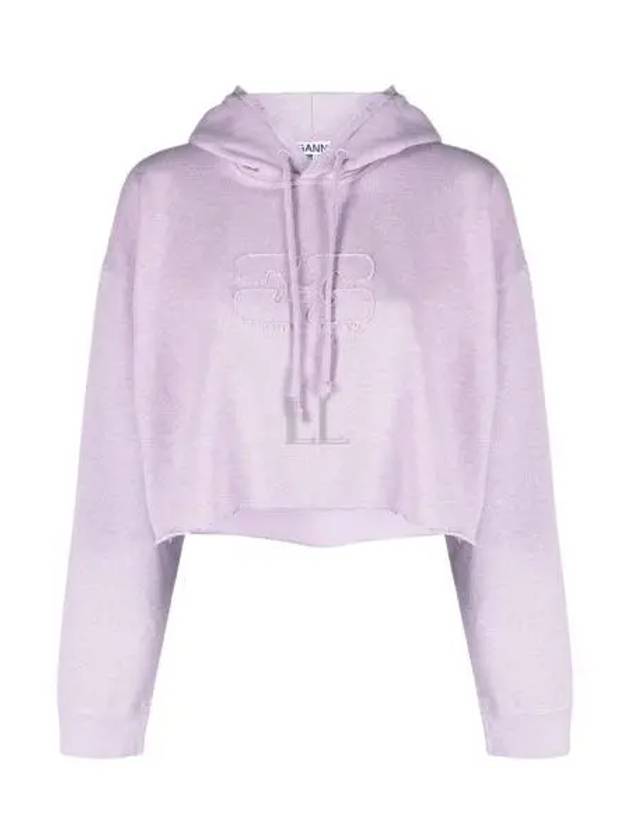 Crop Logo Hoodie Purple - GANNI - BALAAN 2