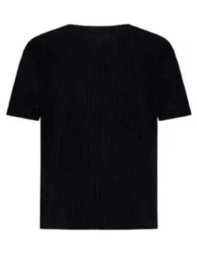 Pleated Short Sleeve T-Shirt Black - ISSEY MIYAKE - BALAAN 2