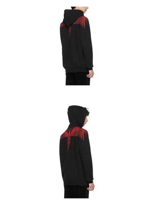 Red Wing Print Cotton Hoodie Black - MARCELO BURLON - BALAAN 5