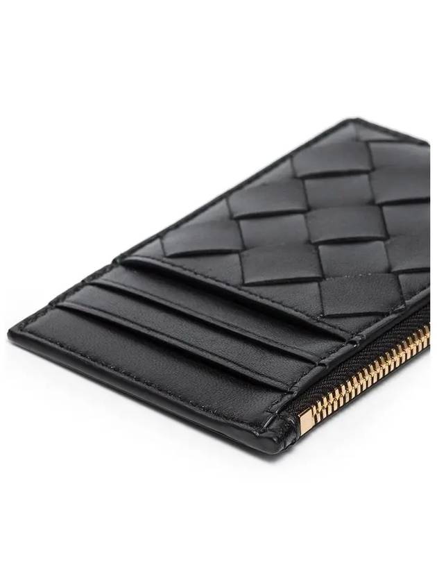 Intrecciato Zipper Card Wallet Black - BOTTEGA VENETA - BALAAN 4