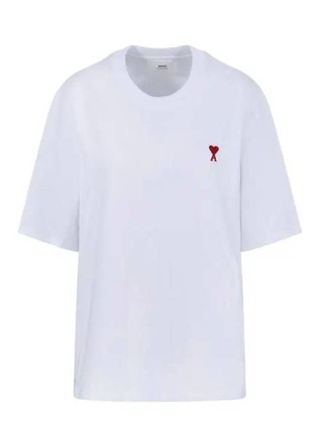 Small Heart Logo Boxy Fit Short Sleeve T-Shirt White - AMI - BALAAN 3