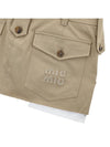 Women's Cargo Pocket Chino Mini A-Line Skirt Beige - MIU MIU - BALAAN.