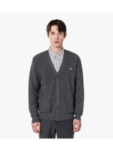 Men s pique tissue cardigan charcoal gray - LACOSTE - BALAAN 1