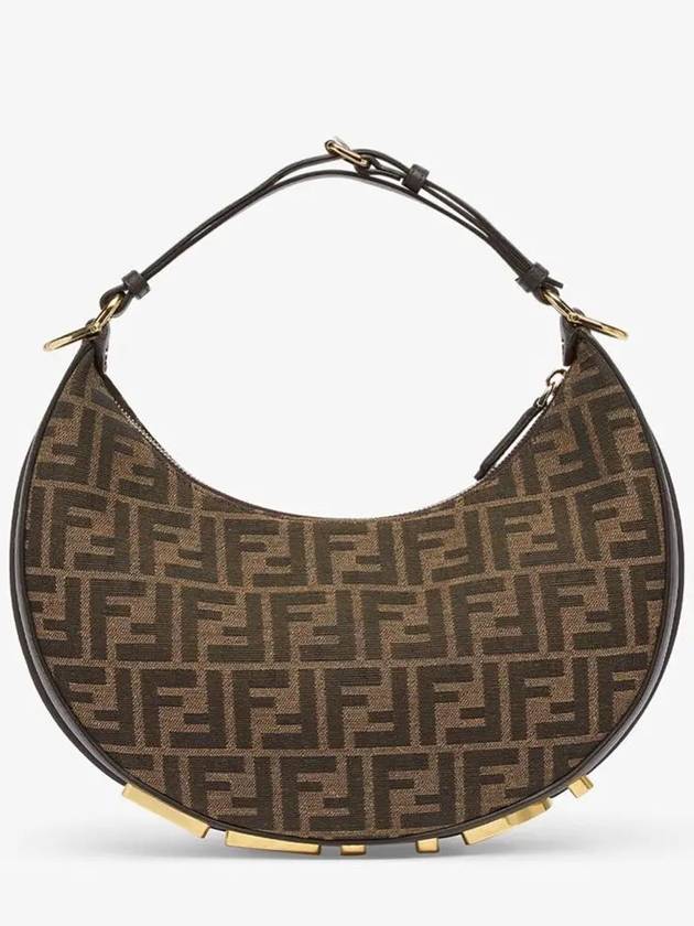 Fendigraphy FF Logo Small Fabric Hobo Shoulder Bag Brown - FENDI - BALAAN 2