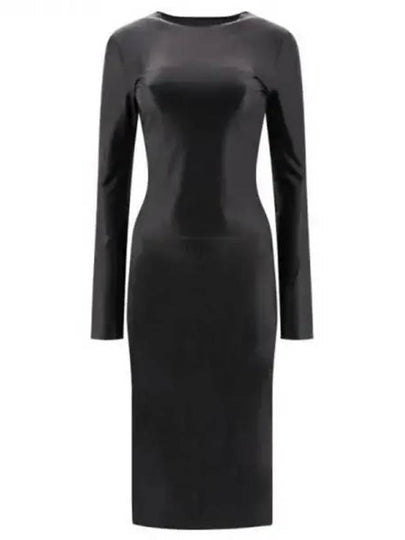 Logo Faux Leather Midi Dress Black - MAISON MARGIELA - BALAAN 2