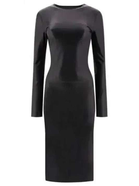 Logo Faux Leather Midi Dress Black - MAISON MARGIELA - BALAAN 2