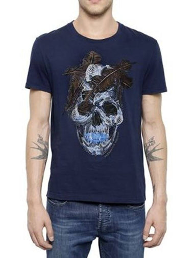 skull tshirt navy - ALEXANDER MCQUEEN - BALAAN 1