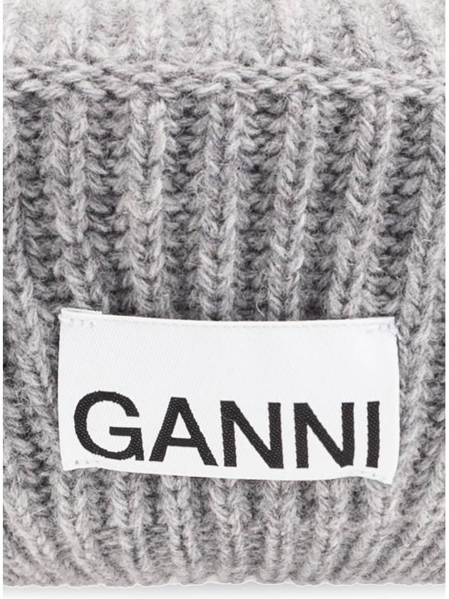 Ganni Beret With Logo, Women's, Grey - GANNI - BALAAN 4