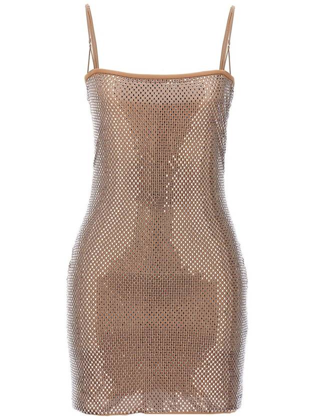 Silver/Light Beige Short Dress With Straps In Technical Fabric Woman - GIUSEPPE DI MORABITO - BALAAN 1