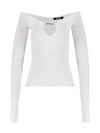 Le haut Pralu Logo Detail Cut-Out Viscose Knit Top White - JACQUEMUS - BALAAN 5