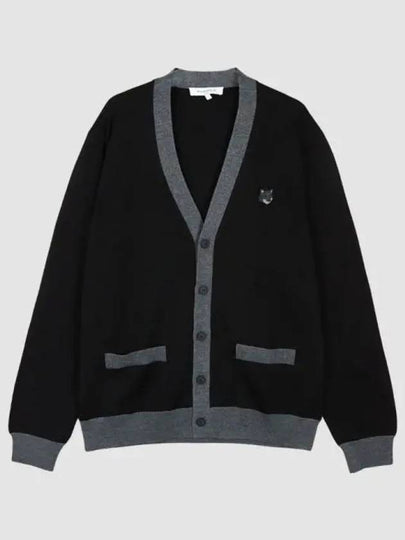 Bold Fox Head Patch Two-Tone Cardigan Black - MAISON KITSUNE - BALAAN 2