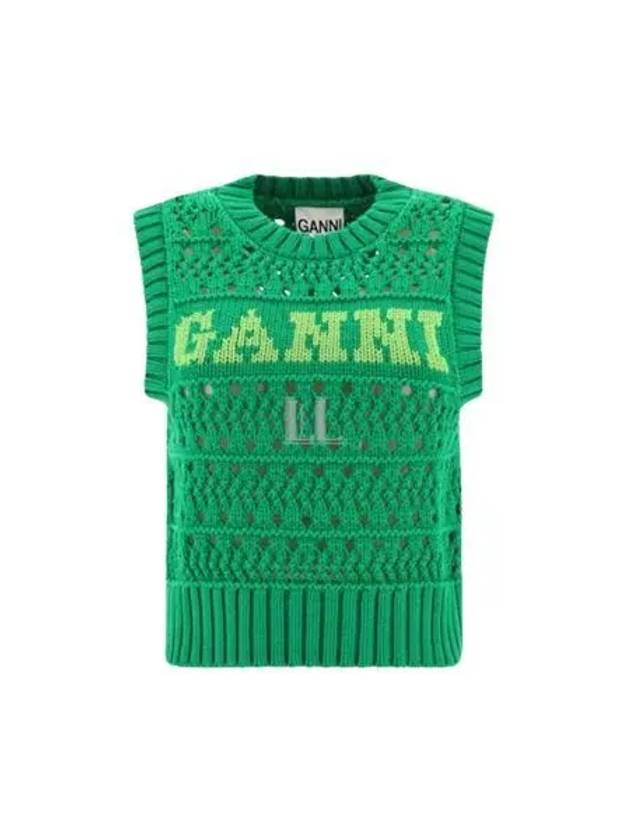 Logo Intarsia Knit Vest Green - GANNI - BALAAN 2