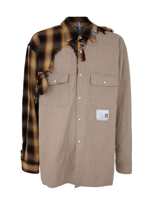 Broken Check Cotton Long Sleeve Shirt Brown - MAISON MIHARA YASUHIRO - BALAAN 1