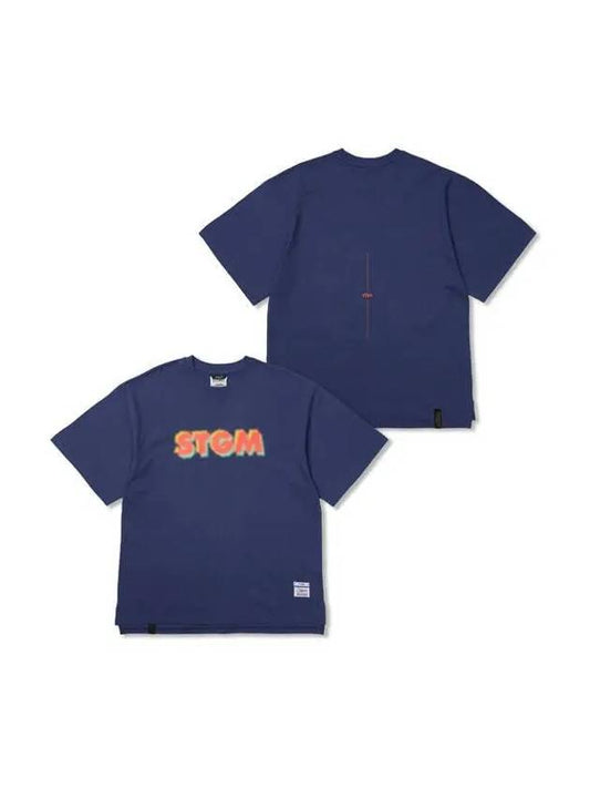 Harf Tone Oversized Short Sleeves T Shirts Navy - STIGMA - BALAAN 1