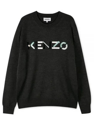 Men s embroidered logo black knit 5PU541 3LA 97 1157094 - KENZO - BALAAN 1