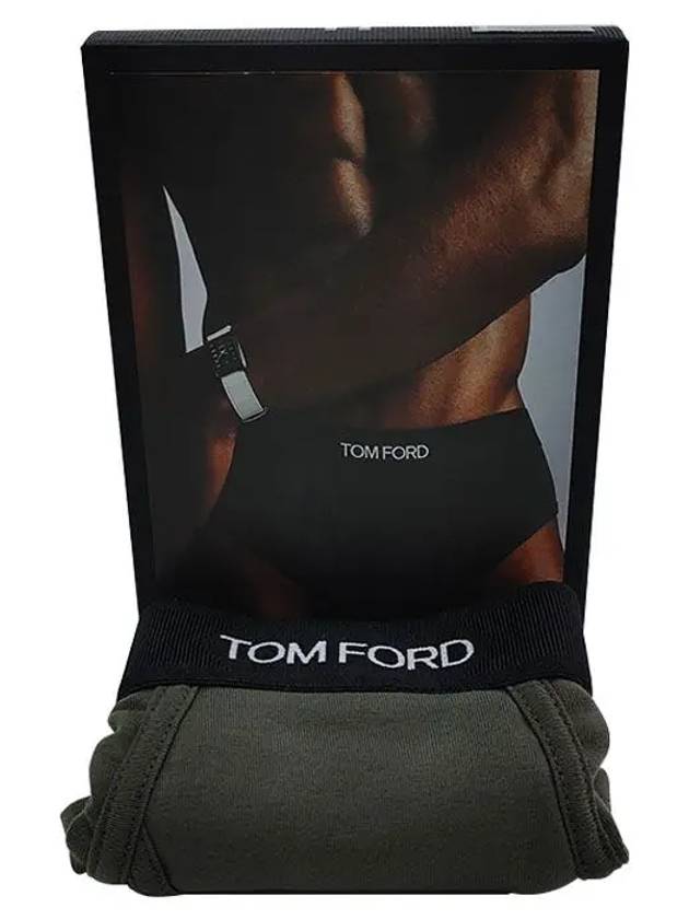 Logo Band Cotton Briefs Military Green - TOM FORD - BALAAN 3