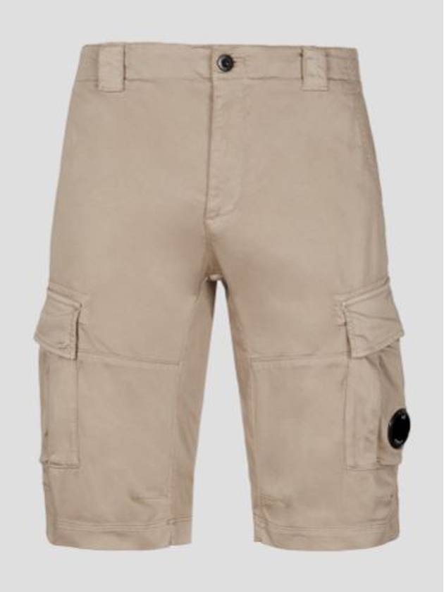 Men's Stretch Satin Cargo Shorts Beige - CP COMPANY - BALAAN.