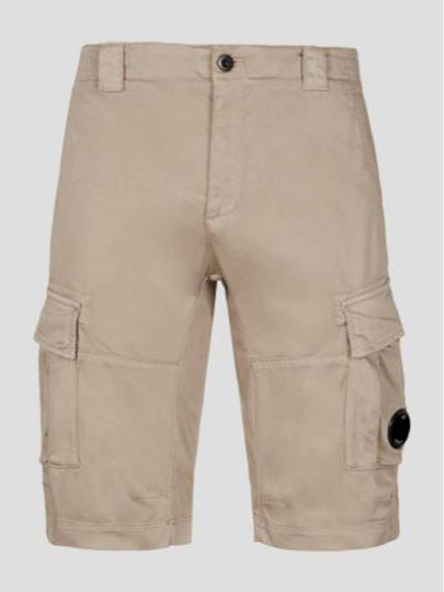 Men's Stretch Satin Lens Cargo Shorts Beige - CP COMPANY - BALAAN 2