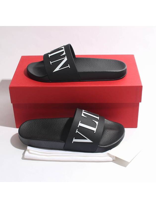 Men's Logo Print Rubber Slippers Black - VALENTINO - BALAAN 6