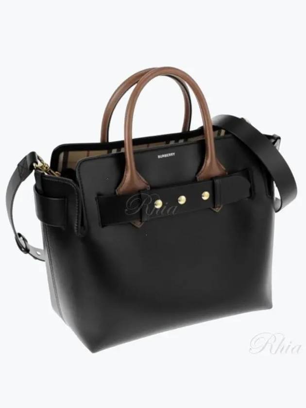 Triple Stud Small Leather Tote Bag Black - BURBERRY - BALAAN 2