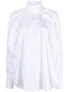 High Neck Long Sleeve Cotton Blouse White - PATOU - BALAAN 1