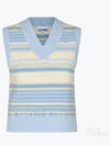 Striped Soft Wool Gilet Vest Light Blue - GANNI - BALAAN 2