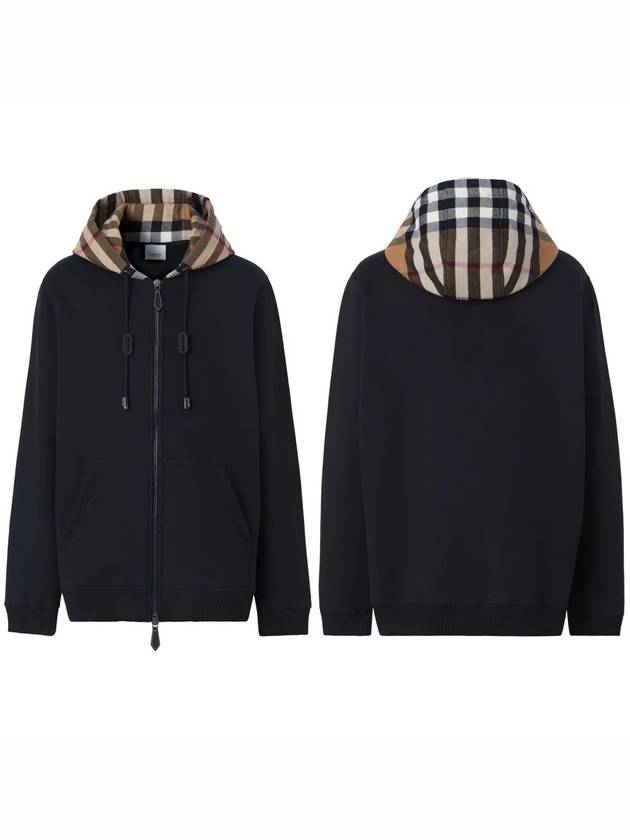 Check Hood Cotton Zip Up Hoodie Black Archive Beige - BURBERRY - BALAAN 2