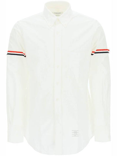 Men's Poplin Grosgrain Armband Classic Long Sleeve Shirt White - THOM BROWNE - BALAAN 2