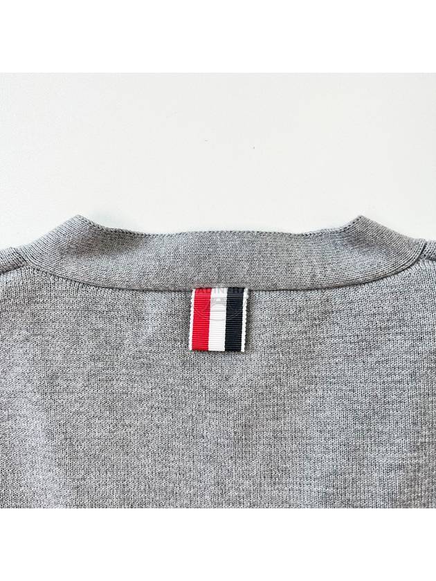 V-Neck Diagonal Armband Cardigan Grey - THOM BROWNE - BALAAN 8