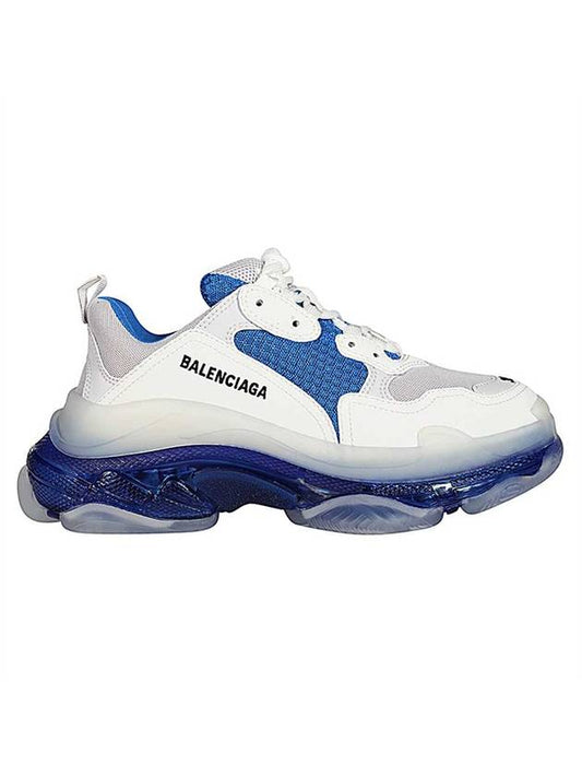 Triple S Clear Sole Low Top Sneakers White Blue - BALENCIAGA - BALAAN 1