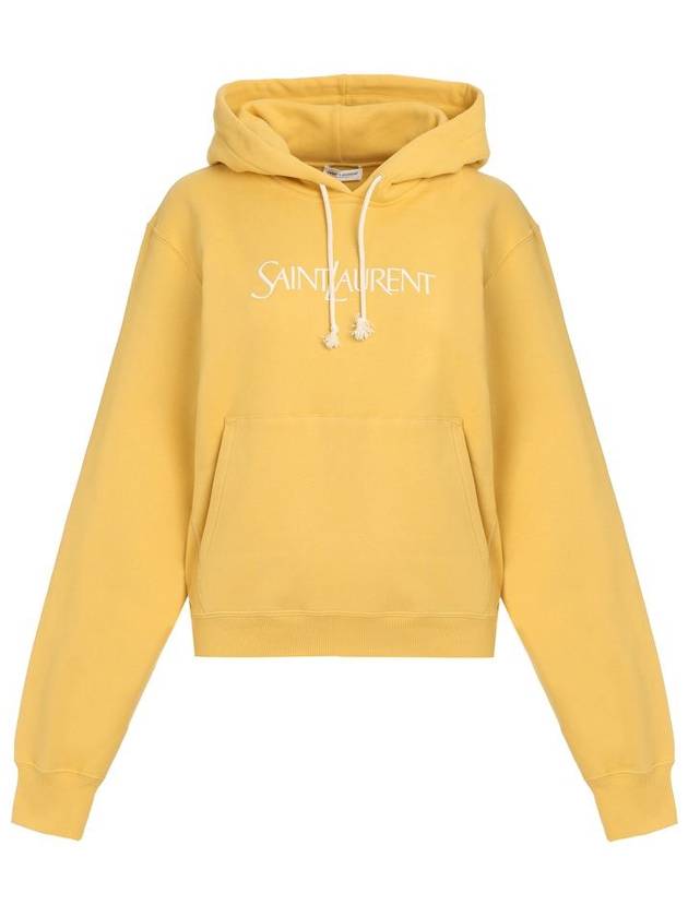 Logo Print Cotton Hoodie Yellow - SAINT LAURENT - BALAAN 2