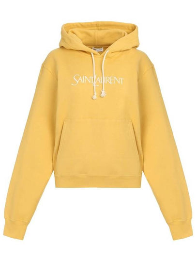 Logo Print Cotton Hoodie Yellow - SAINT LAURENT - BALAAN 2