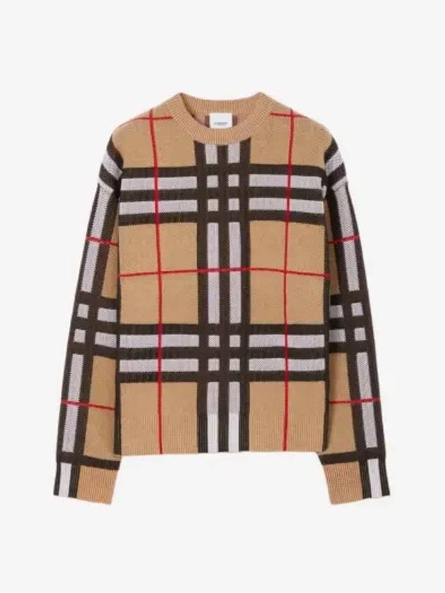 Vintage Check Crew Neck Knit Top Archive Beige - BURBERRY - BALAAN 3