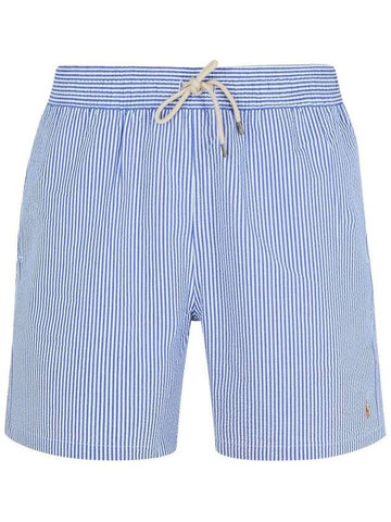 Polo Ralph Lauren Light Blue Cotton Blend Striped Swimsuit - POLO RALPH LAUREN - BALAAN 1