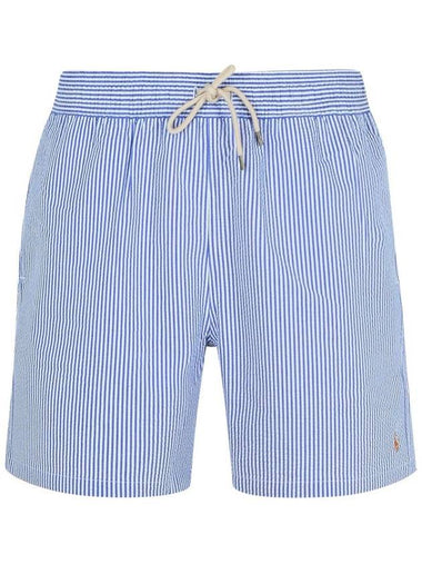 Polo Ralph Lauren Light Blue Cotton Blend Striped Swimsuit - POLO RALPH LAUREN - BALAAN 1