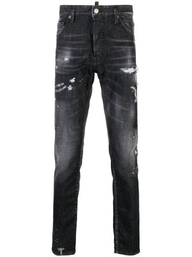 Stretch Cotton Leaf Effect Jeans Black - DSQUARED2 - BALAAN 2