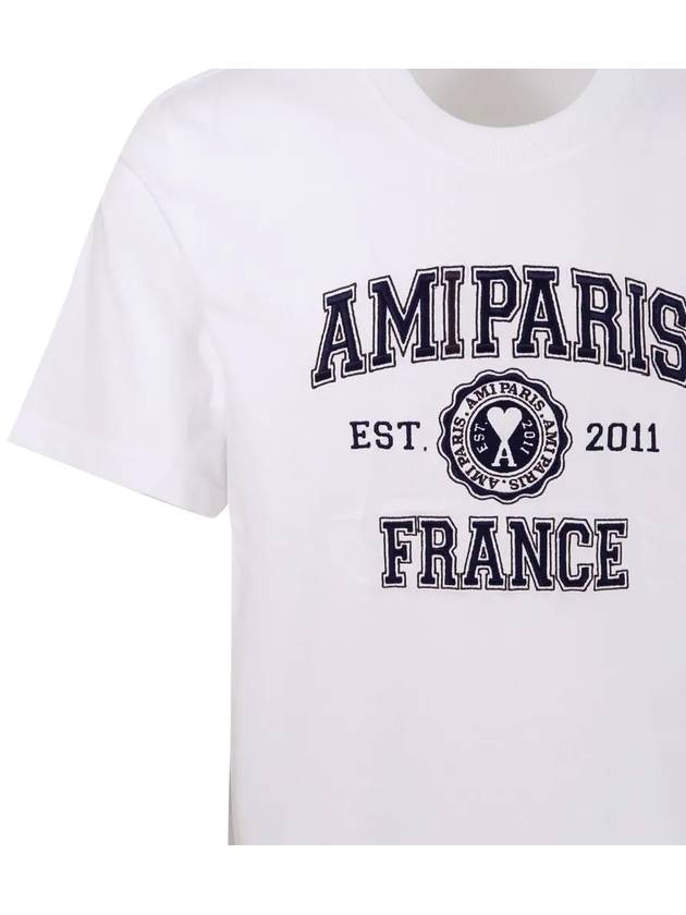 Varsity Logo Short Sleeve T-Shirt White - AMI - BALAAN 5