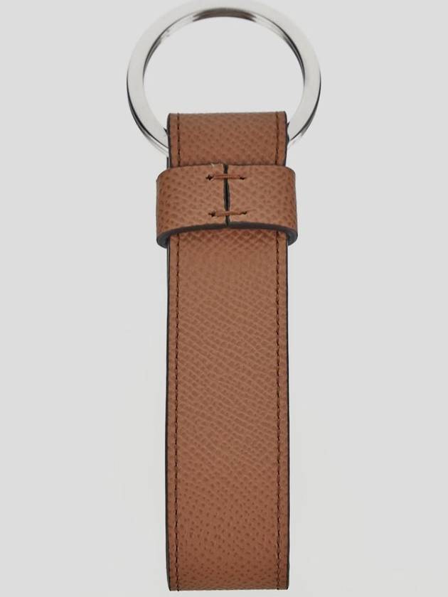 T Logo Leather Strap Keyholder Brown - TOD'S - BALAAN 3