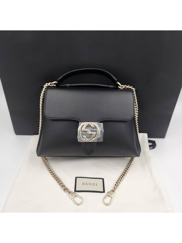 GG Interlocking Chain Small Top Handle Shoulder Bag Black - GUCCI - BALAAN 2