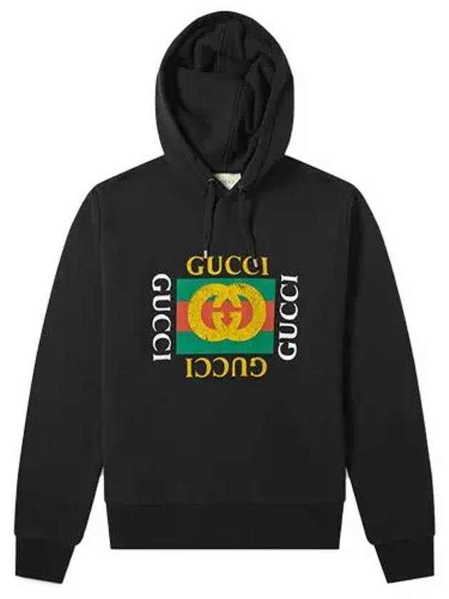 Vintage Logo Cotton Hoodie Black - GUCCI - BALAAN 2