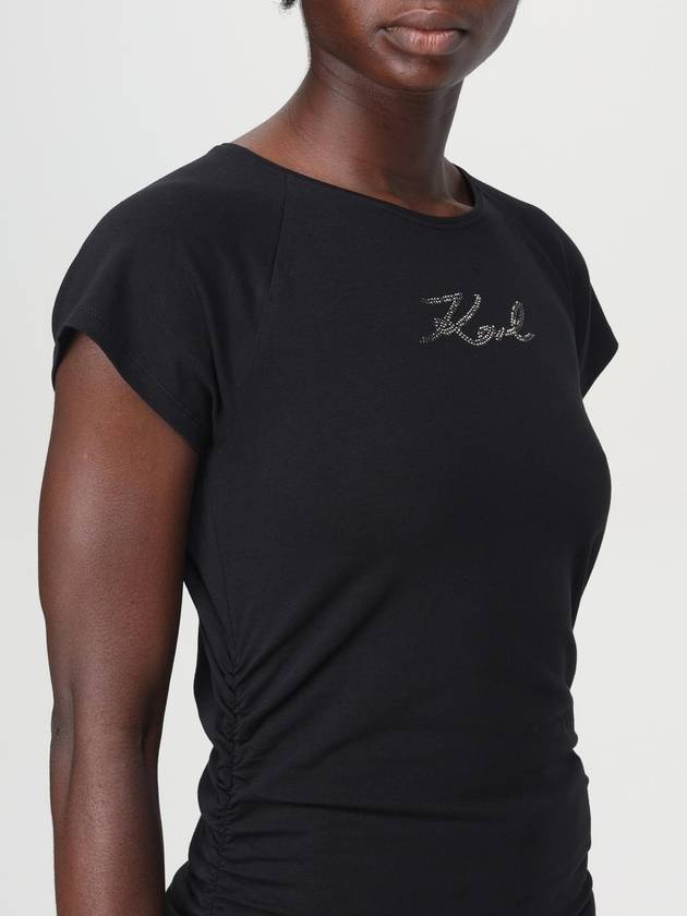 T-shirt Karl Lagerfeld in jersey di cotone con logo di strass - KARL LAGERFELD - BALAAN 3