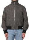 Pied De Poule Blouson Zip Up Jacket Black Charcoal - BOTTEGA VENETA - BALAAN 2