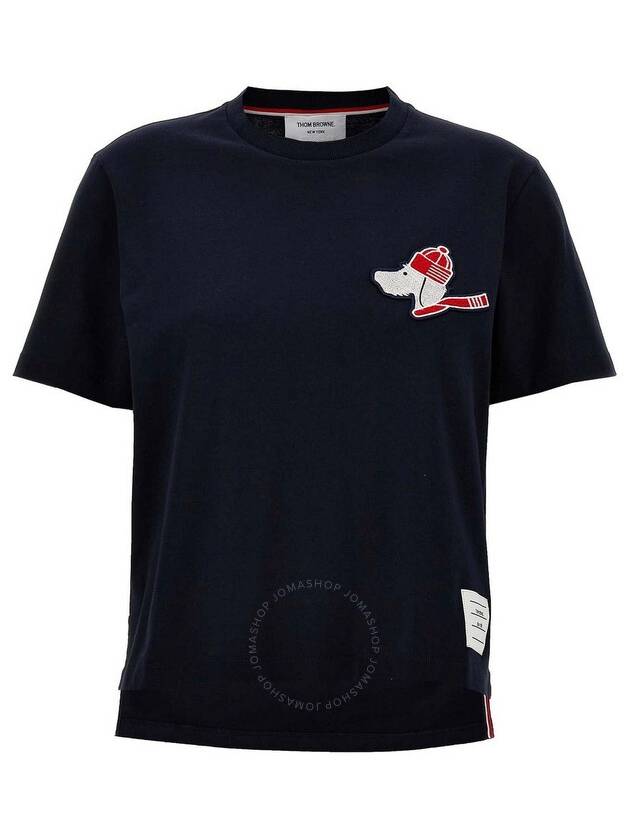 Festive Jersey Button Hector Short Sleeve T Shirt Navy - THOM BROWNE - BALAAN 2