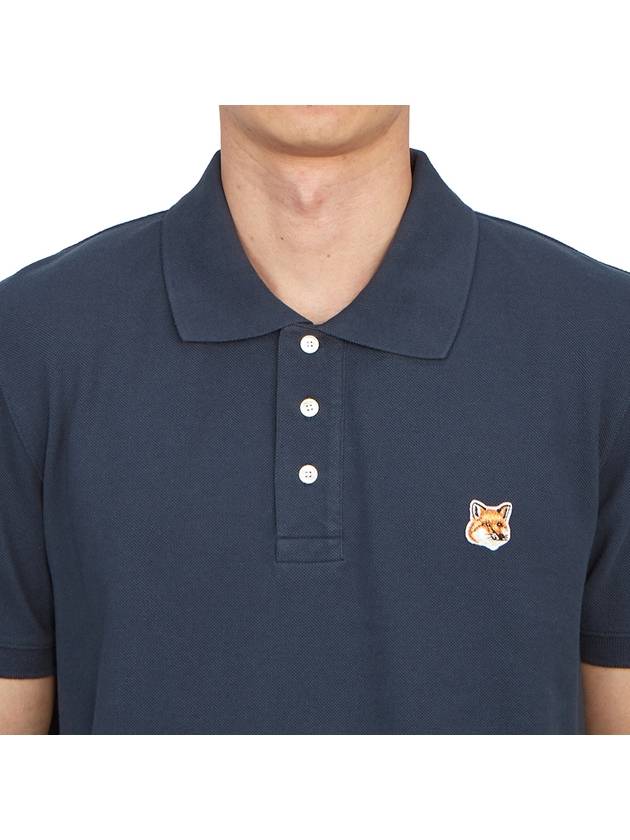 Fox Head Patch Cotton Polo Shirt Blue - MAISON KITSUNE - BALAAN 6