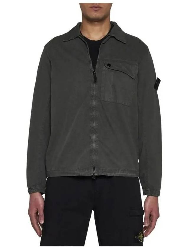 Old Treatment Garment Dyed Overshirt Jacket Dark Green - STONE ISLAND - BALAAN 5