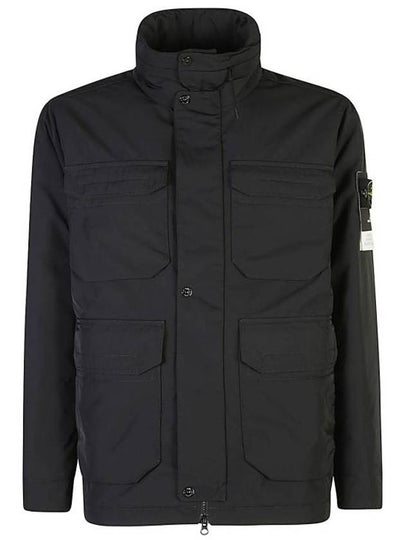 Polyester Micro Twill Zip Up Jacket Black - STONE ISLAND - BALAAN 2