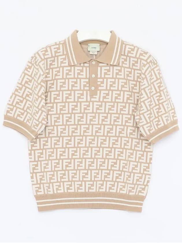 FF Logo All-Over Polo Shirt Beige - FENDI - BALAAN 3