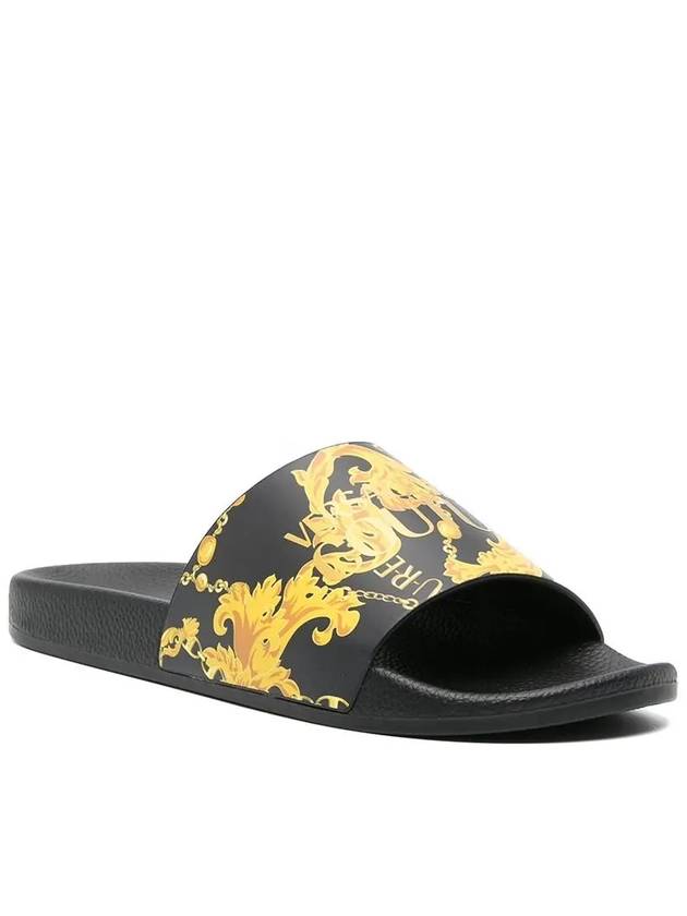 Logo Print Slippers Black - VERSACE - BALAAN 2